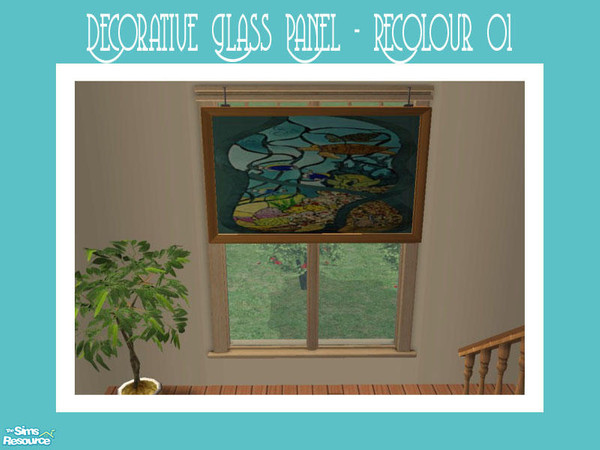 Sims 2 — Decorative Glass Panel - Recolour 1 by Shakeshaft — Part of a set of stained glass decorative panels, suspended