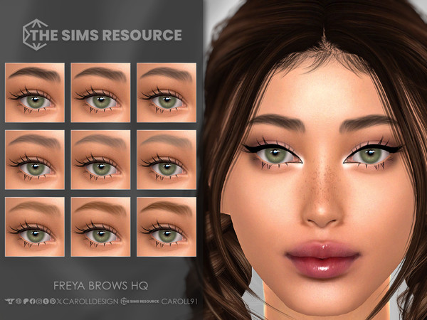 Sims 4 — Freya Brows HQ by Caroll912 — A 9-swatch soft, arched eyebrows in different tones of black, brown, blonde and