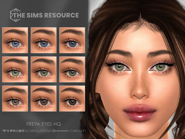 Sims 4 — Freya Eyes HQ by Caroll912 — A 9-swatch face paint set of eyes in different shades of blue, green, and brown.