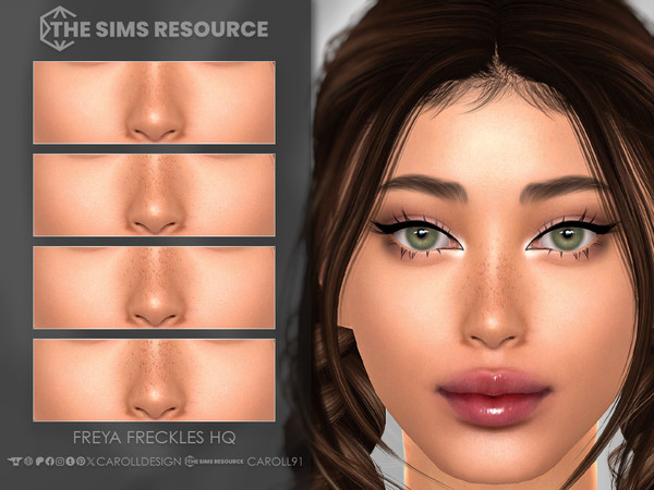 Sims 4 — Freya Freckles HQ by Caroll912 — A 4-swatch soft and small nose freckles in different orange-brown tones. They