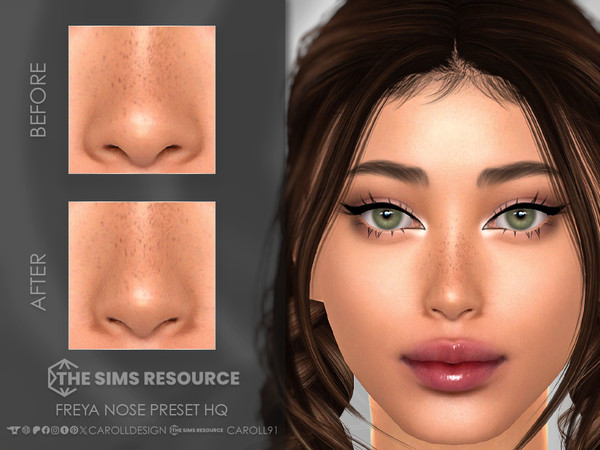Sims 4 — Freya Nose Preset HQ by Caroll912 — A small-sized nose preset for female Sims. Preset is suited for Teen -