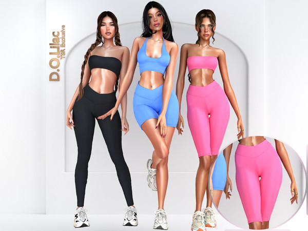 Sims 4 — Active Muse Set -Bottom2- by DOLilac — Includes: (2 Top + 3 Bottom)
