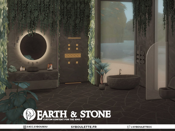 Sims 4 — Earth and Stone - Towels pile by Syboubou — Earth & Stone is a high design bathroom set built around raw