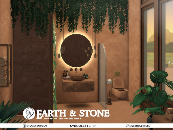 Sims 4 — Earth and Stone - Sink by Syboubou — Earth & Stone is a high design bathroom set built around raw stone: