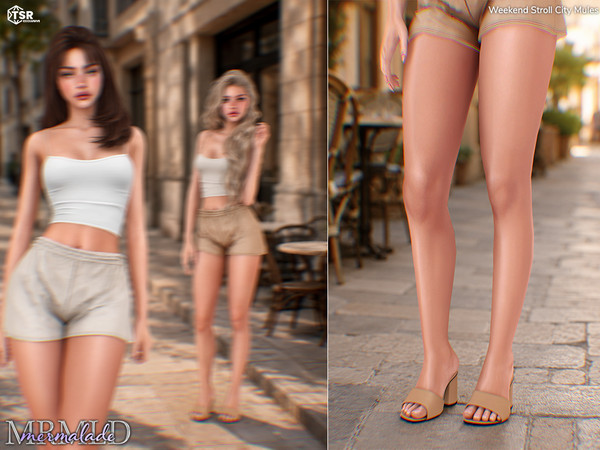 Sims 4 — Weekend Stroll City Mules by Mermalade — Weekend Stroll Slim Cami Top