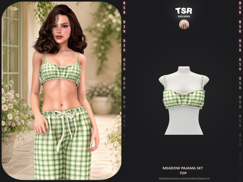 Sims 4 pajama CC Meadow Pajama Set -Top by busra-tr