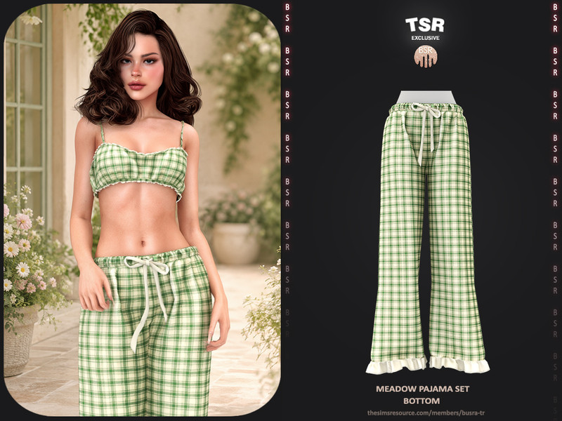 Sims 4 pajama CC Meadow Pajama Set -Bottom by busra-tr