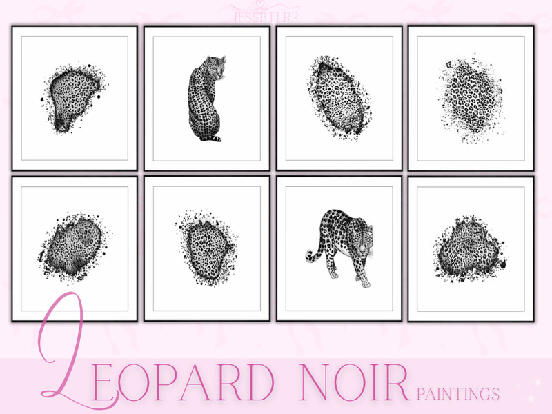 Sims 4 wall art CC Leopard Noir Paintings by jessbtlrr