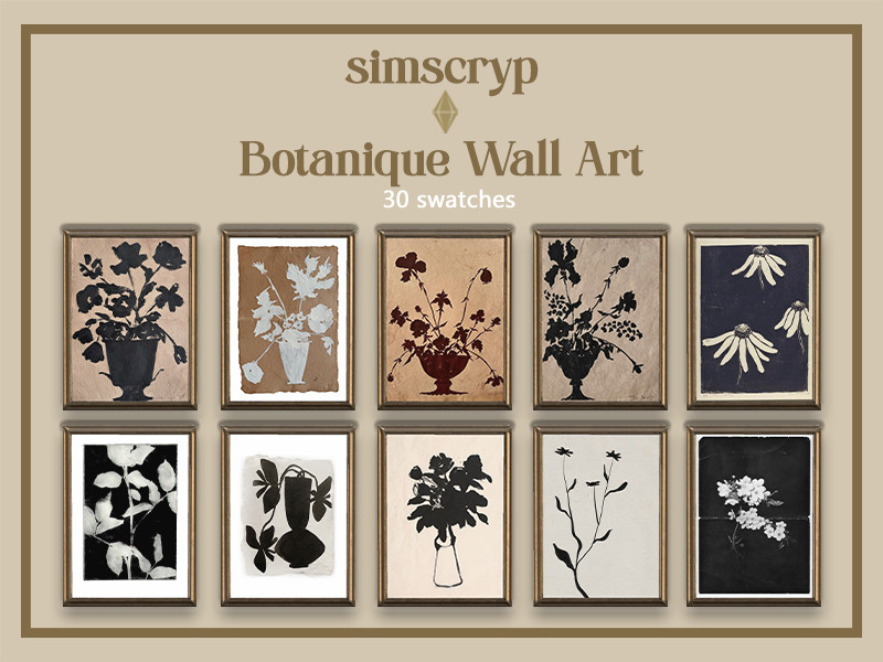 Sims 4 wall art CC Simscryp - Botanique Wall Art by Simscryp