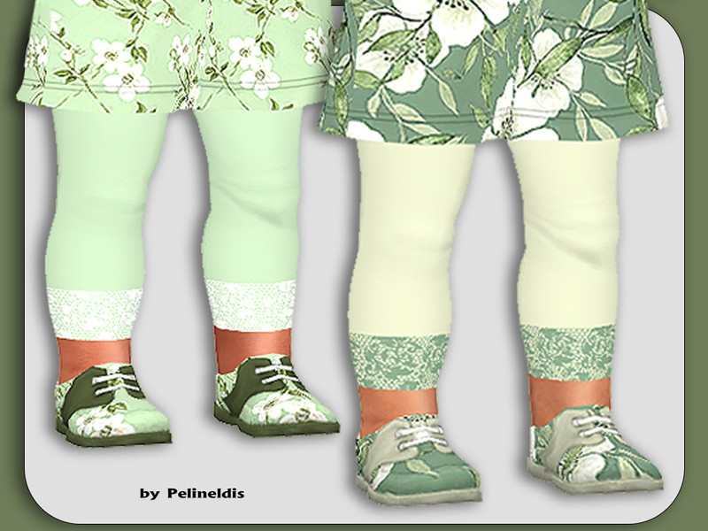 Sims 4 CC Infant Girls Sage Green Lace Up Shoes by Pelineldis