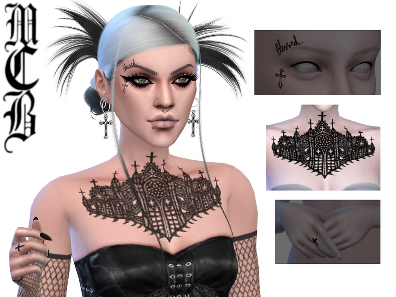 Sims 4 noir and Gothic CC CC Gothic Cathedral Chest Tattoo by MaruChanBe2