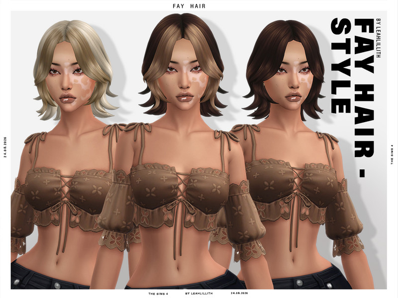 Sims 4 CC LeahLillith_FayHairstyleOmbre_01_MM by Leah_Lillith