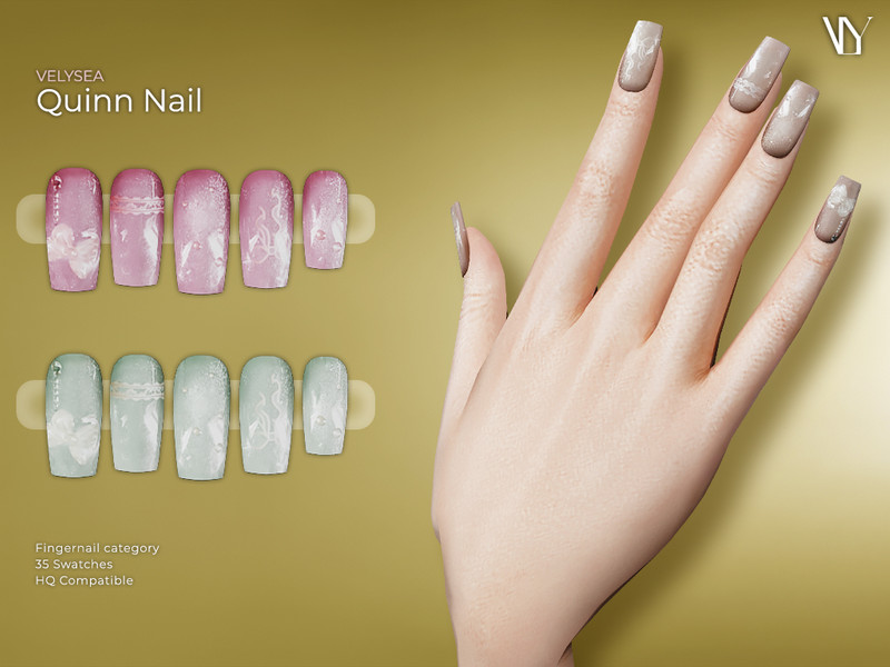 Sims 4 nail CC Quinn Nail by VELYSEA