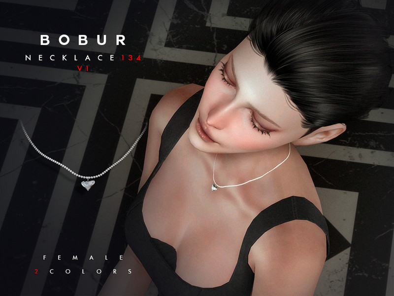 Sims 4 necklace CC Layered pearl necklace with pendant V2 by Bobur2
