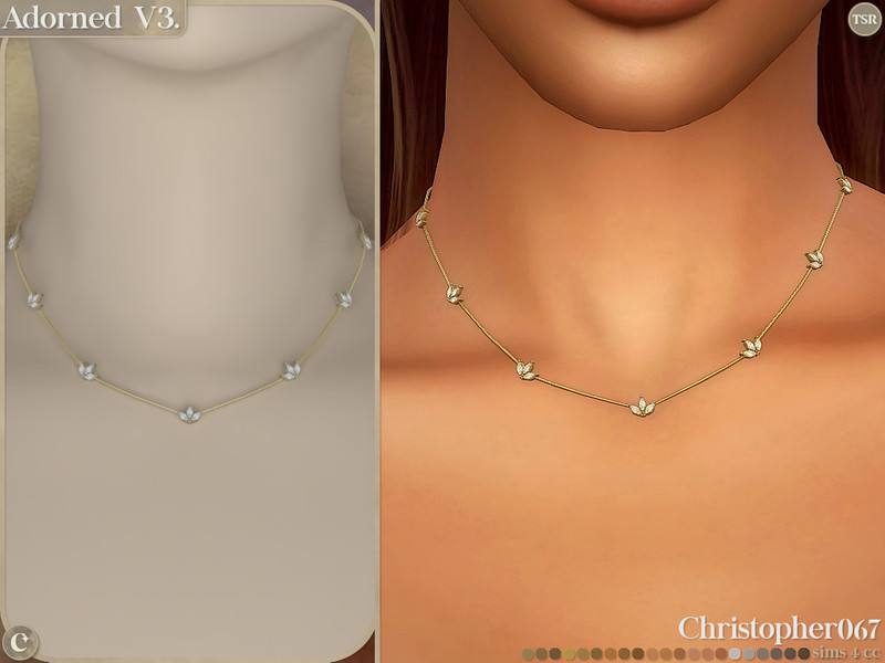 Sims 4 necklace CC Adorned Necklace V3 - Short Marquise Diamond Charm Necklace by christopher0672
