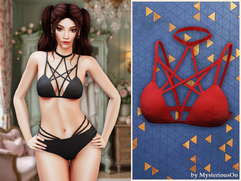 Sims 4 CC Strappy bikini top by MysteriousOo
