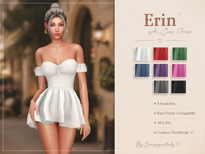 Sims 4 dress CC Erin A-Line Dress by Simsessentials