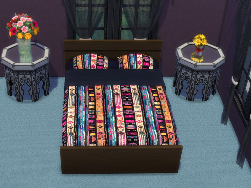 Sims 4 functional object CC Bohemian Style Bed by Surfkitten