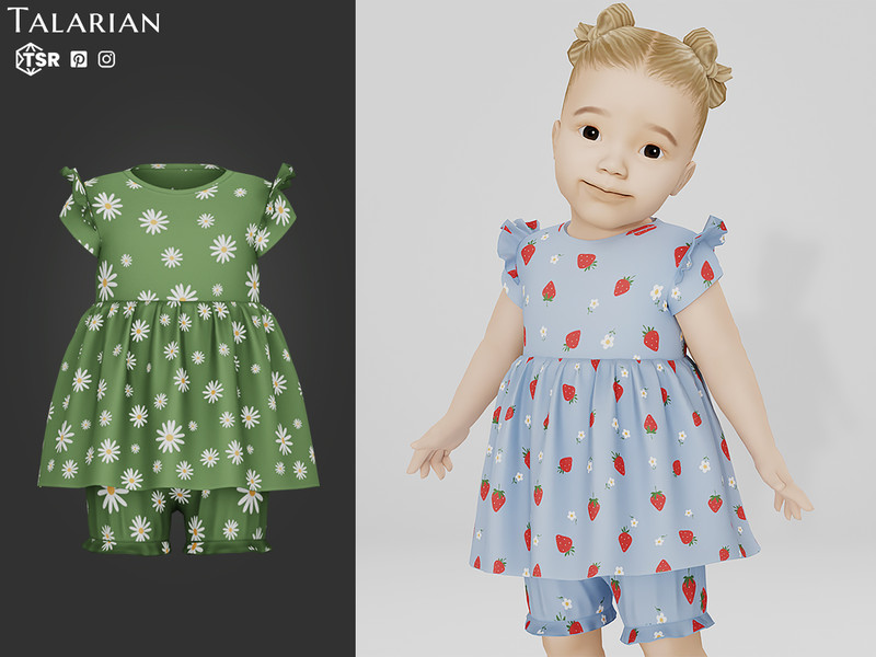 Sims 4 CC Grace Dress with Bloomers and Ruffle Sleeves by talarian