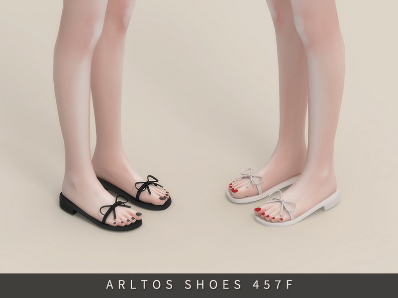 Sims 4 lace bow and ruffle fashion CC Cute Slippers with bow Female by Arltos