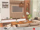 Sims 4 — Jaquelin - living by melapples — an elegant living room in brown, green and white. 8x6