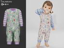 Sims 4 — Willow Onesie With Bunny Print And Striped Sleeves by talarian — Soft onesie with long striped sleeves, playful