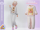 Sims 4 — Child Girl SET - Capybara Pajamas by RobertaPLobo — Girl Set - Capybara & Heart Pattern Cozy Sleepwear _350