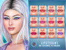 Sims 4 — SH Lipstick -1- by Sunset_Haven — 12 colors - for Female- Teen to Elder - Sliders compatible - HQ mod compatible