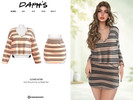 Sims 4 — Retro Stripe Knit Top and Bubble Skirt by Daph's — A cozy retro-inspired two-piece set featuring a striped knit