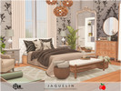Sims 4 — Jaquelin - bedroom by melapples — a comfortable bedroom in brown, black and green featuring a corner desk. 8x8