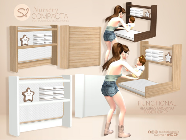 Sims 4 — Compacta Nursery Wall Changing Table - GROWING TOGETHER by SIMcredible! — A beautiful, unexpected surprise has