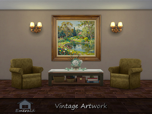 Sims 4 — Vintage Artwork1 by Emerald — Vintage artwork refers to original works,capturing the aesthetic,cultural values