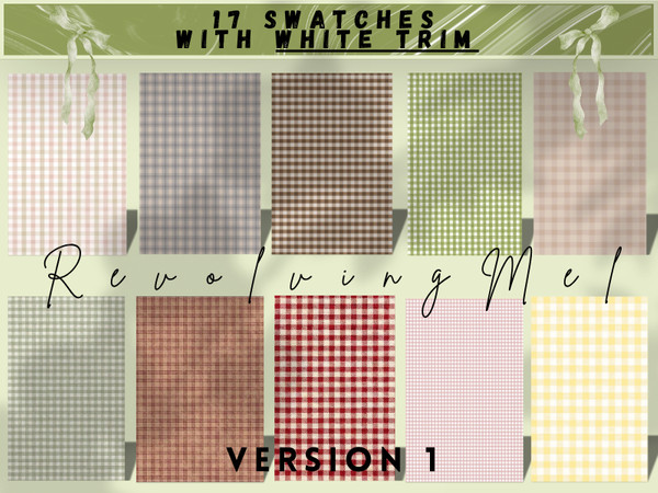 Sims 4 — The Gingham Collection - Wallpaper With Trim by RevolvingMel — Swatches: 17 color options with a mix of soft