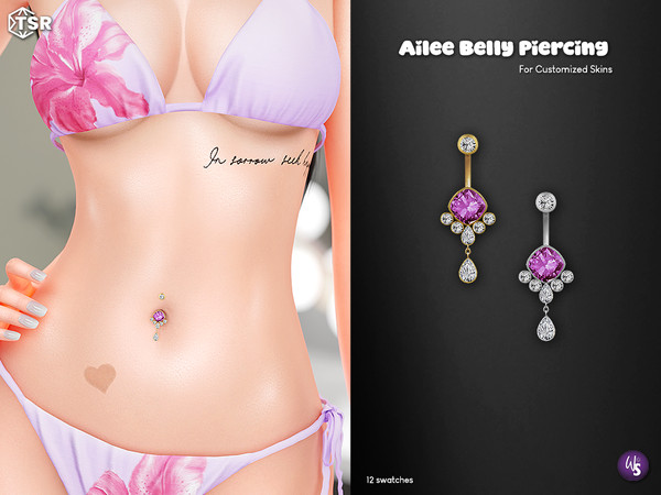 Sims 4 — Ailee Belly Button Piercing by WisteriaSims — For Customized Skins