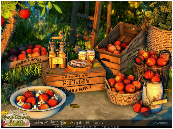 Sims 4 — Apple Harvest by Severinka_ — A set of decor for a fall setting.