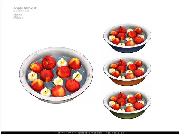 Sims 4 — Apples candles basin by Severinka_ — A set of decor for a fall setting.