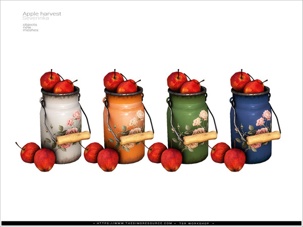 Sims 4 — Apples in milk can by Severinka_ — A set of decor for a fall setting.