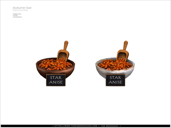 Sims 4 — Autumn Bar bowl anise star by Severinka_ — A fall bar decor set.
