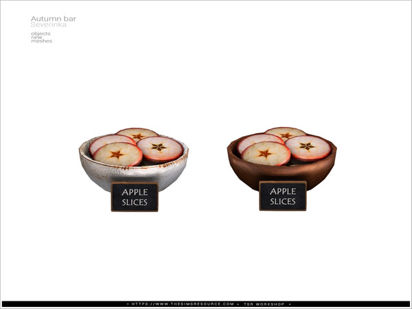 Sims 4 — Autumn Bar bowl apples by Severinka_ — A fall bar decor set.