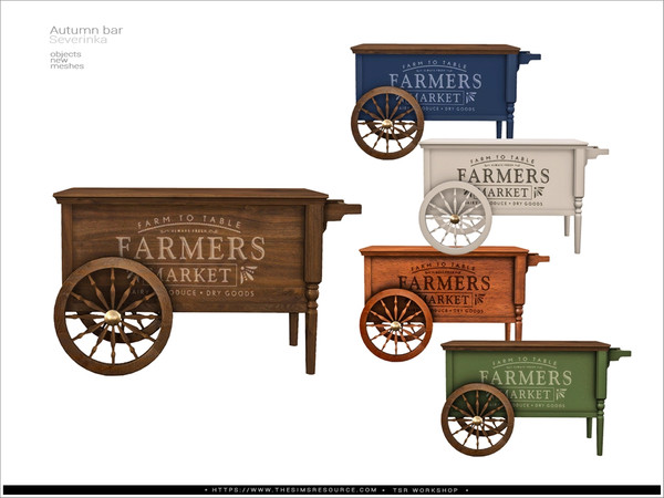 Sims 4 — Autumn Bar cart by Severinka_ — A fall bar decor set.