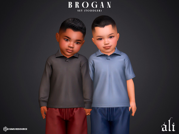 Sims 4 — BROGAN set - toddler by ali1 — 2x Polo Top, Pants and Shorts
