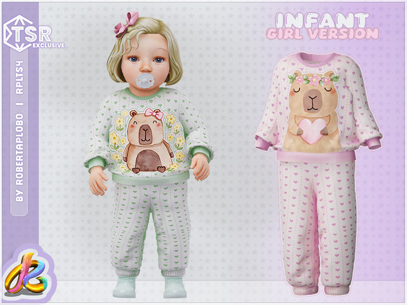 Sims 4 pajama CC Capybara Pajama Infant Top by RobertaPLobo