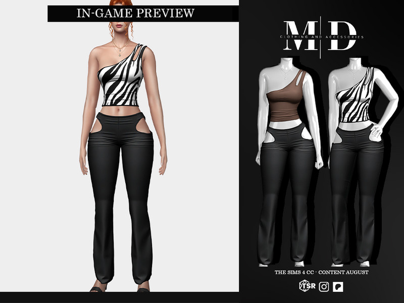 Sims 4 streetwear fashion CC Giuliana-Y2K-High-Waist Flare PANTS by Mydarling20