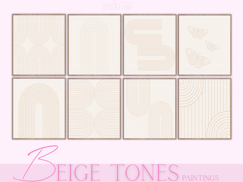 Sims 4 wall art CC Beige Tones Paintings by jessbtlrr