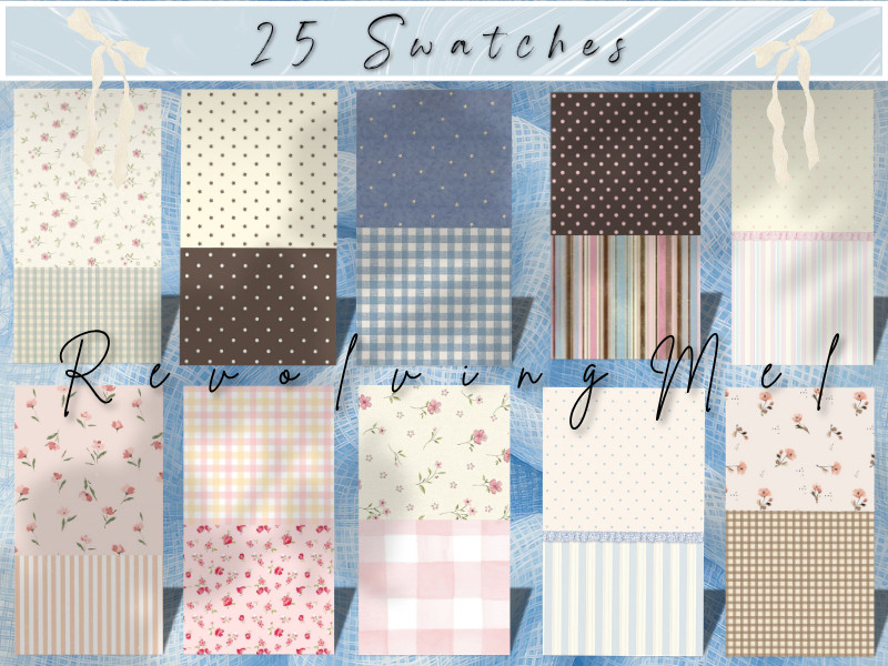Sims 4 wall panel and wainscot CC RevolvingMel - The Iris Collection - Wallpaper by RevolvingMel