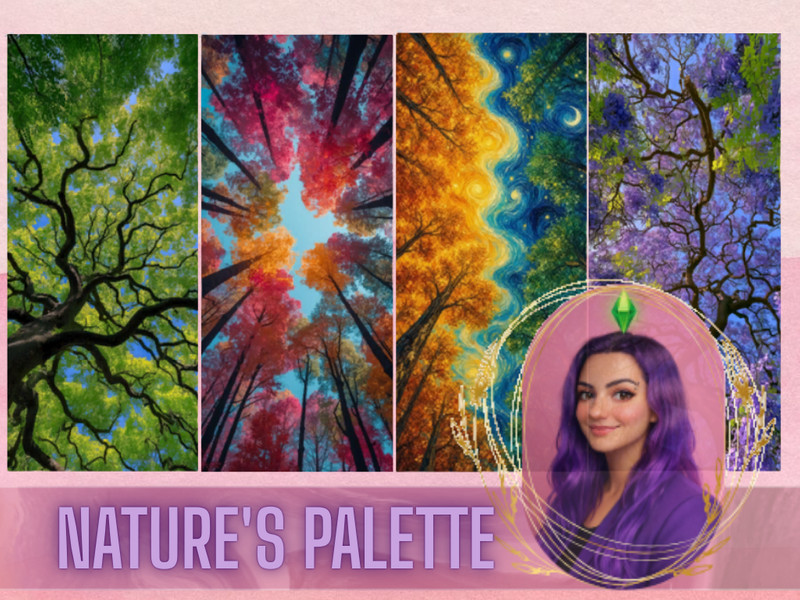 Sims 4 wall art CC Nature's Palette Canvas Set by gokcemsims