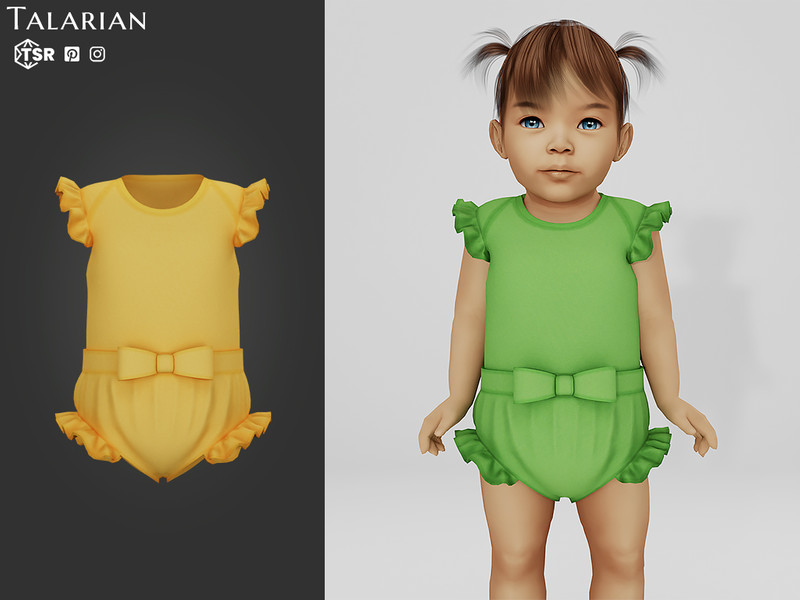 Sims 4 lace bow and ruffle fashion CC Riley Romper With Bow Detail by talarian