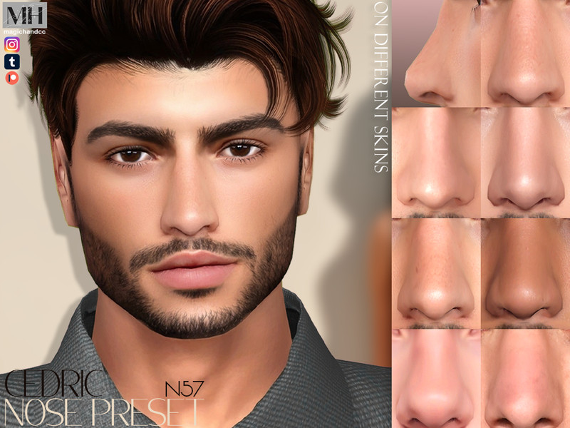 Sims 4 nose lip mouth and jaw preset CC Cedric Nose Preset by MagicHand