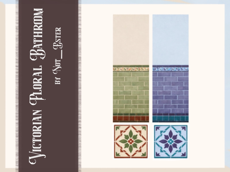 Sims 4 architectural Build Mode detail CC Victorian floral tiles by Not_Ester