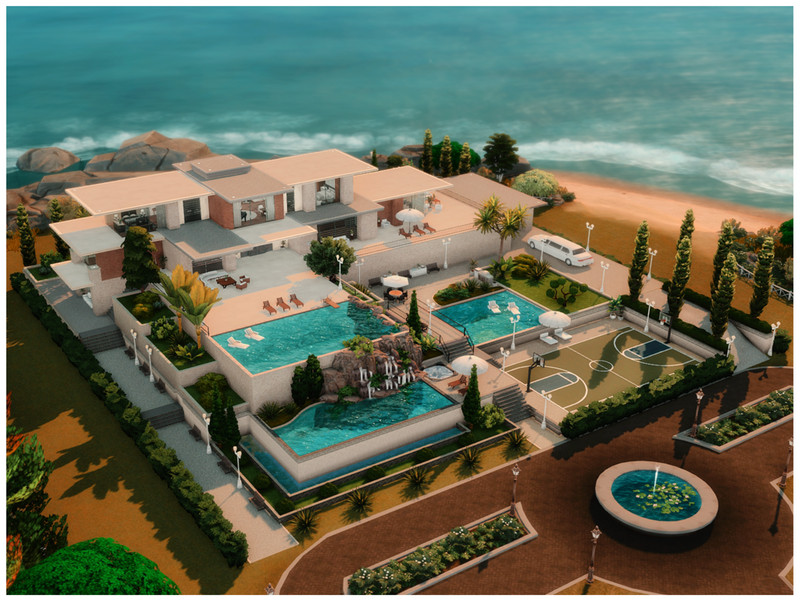 Sims 4 villa estate mansion and resort lot CC MM The Oasis Mansion by Merin_Martini